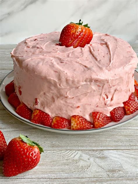 Strawberry Cake Grandmother's Favorite, with real strawberries inside!